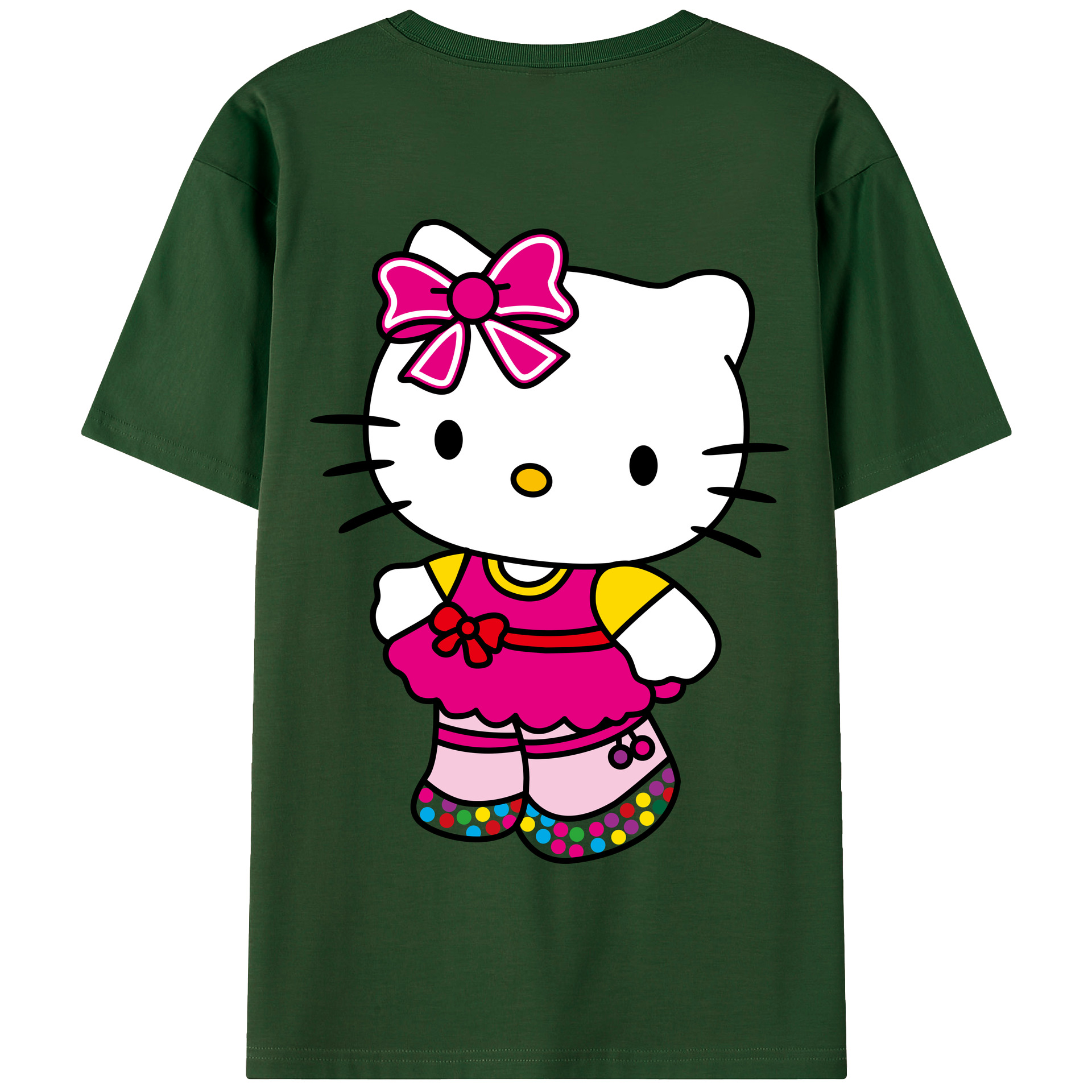 （画像用） Hello Kitty ハローキティ 綿100％半袖Tシャツ（背面プリント）